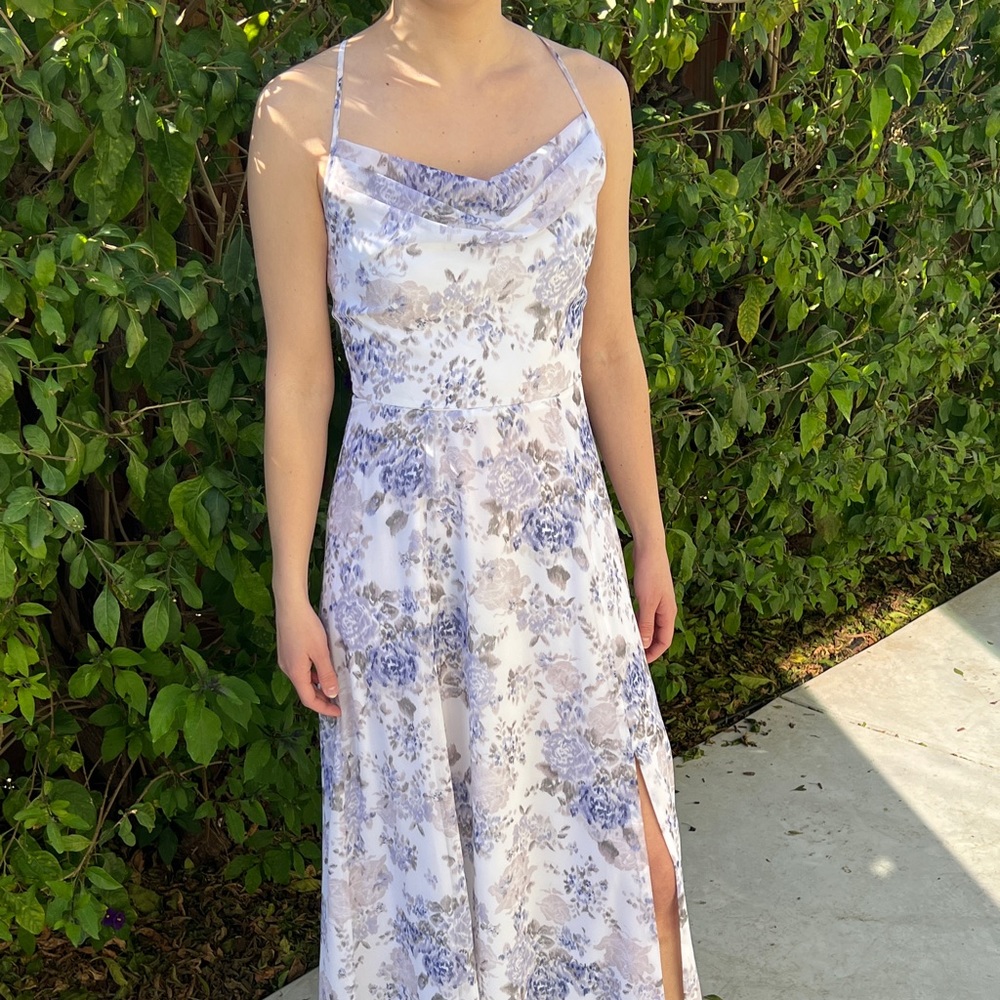 Wayf: Wesley cowl neck gown- etched roses 
Size XS